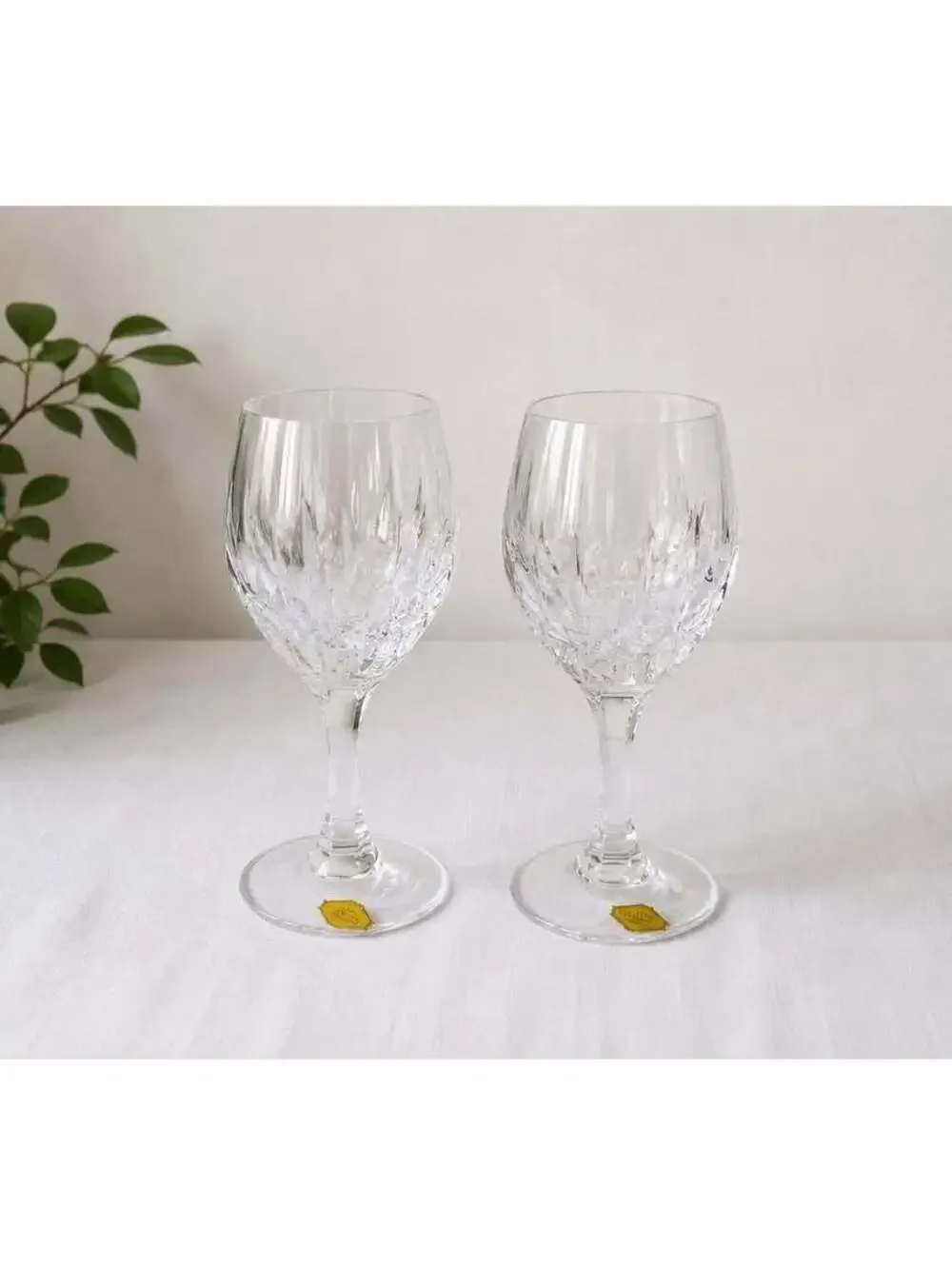 Set of 2 Vintage Nachtmann Patrizia Cut Crystal Wine Glasses West Germany